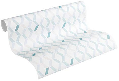 ESPRIT Vliestapete Afternoon Haze Tapete geometrisch grafisch 10,05 m x 0,53 m blau grau beige Made in Germany 365232 36523-2