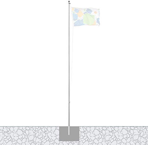 Vispronet Alu-Fahnenmast 6,20 m/ø 50 mm mit Kunststoffbodenhülse ✓ 5-teiliges Mastrohr ✓ Outdoor ✓ leicht ✓ Aluminium