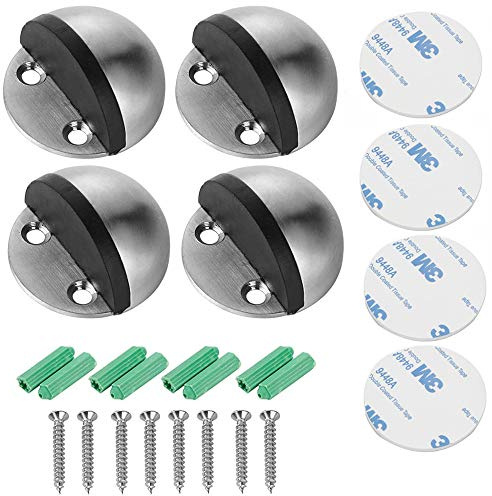 AMACOAM Türstopper selbstklebend Türstopper Boden Stop Tür aus Edelstahl 4 Stück Türstopper mit Montageschrauben und 3M halbrunde Klebstoffe Bodenbefestigung Türstopper