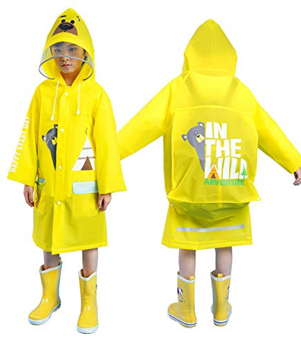 FACAI Outdoor Sports Thickened Primary School Poncho Big Hat Children's Backpack Raincoat, B-XXXL