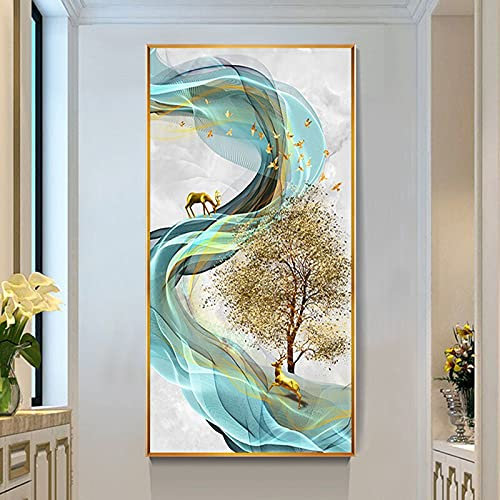 DIY 5D Diamond Painting Bild Kits Full Drill Geldbaum Groß Diamant Malerei nach Zahlen Kit Kunst Voll Dot Crystal Strass Mosaik Stickerei Kreuzstich Handwerk für Home Wanddekoration 40x100cm