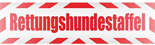 INDIGOS UG - Magnetschild Auto Rettungshundestaffel mit Rahmen 60 x 16 cm rot reflektierend - Magnetfolie LKW Truck Transporter Baustellenfahrzeug Firmenwagen - flexibel abnehmbar und