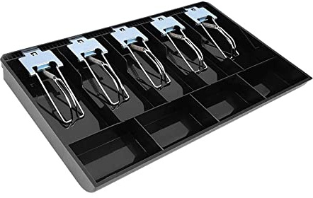 Money Tray Cash Register Drawer Insert Tray Portable Currency Till Replacement Money Organizer Storage Box with 5 Bills 4 Coins Compartments (5 Bills 4 Coins Metal Clip)