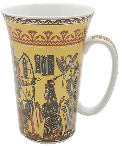 Taza de café grande de porcelana de cerámica del antiguo Egipto Príncipe Dioses Decoración Tema Taza Regalos Café Restaurante Hotel Hogar Refrigerador Lavavajillas Horno Microondas 550ml (Negro y