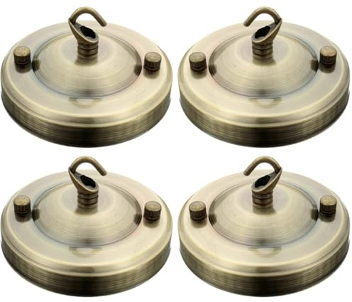 LEDSone Vintage-Deckenrosette für Leuchte, 108 mm Deckenplattenhaken aus antikem Metall mit Zubehör für Deckenleuchte und Wandleuchte (4er-Pack, grünes Messing)