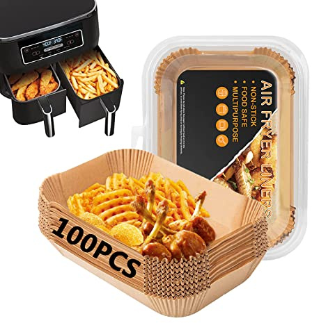 Air Fryer Liners for Keplin 9L Dual Zone Air Fryer, Airfryer Liners Disposable for Ninja Dual, Air Fryer Parchment Paper Liners Fit Ninja AF300UK, AF400UK, DZ400UK