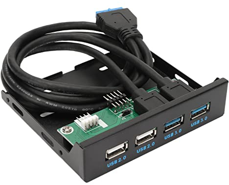 ASHATA Front Panel USB 3.0 Hub 4 Ports, 3,5 Zoll Interner USB Hub mit USB3.0 USB2.0, PC Interner Combo Halterungsadapter, für Computergehäuse Desktop 3,5 Zoll Diskettenschacht