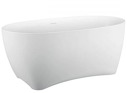 EGO Interiors – Premium | Rechteckige freistehende Acrylbadewanne inkl. mittige Ab-/Überlaufgarnitur und Siphon mit Pop-up Funktion | glänzendes Weiß | 5 Schichten Struktur mit Füßen | pflegeleicht