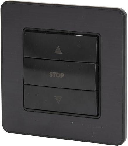 Zenitech Interrupteur Simple Commande Volets roulants 10A - métal Noir brossé - Kouro