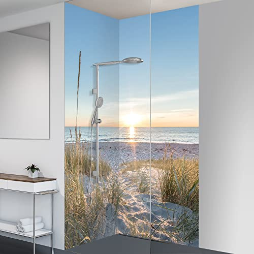 yourplate Duschrückwände mit individueller Größe (2 Rückwände – Premium Nano Glanz – mar100) – Duschrückwand Alu mit Feuchtigkeitsschutz – Rückwand Dusche zur einfachen Montage