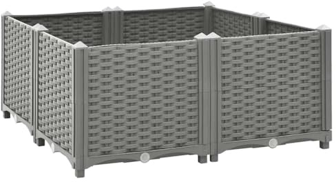 vidaXL Arriate polipropileno 80x80x38 cm, jardinera, macetero, bancal elevado, maceta, arriate elevado, soporte para macetas, soporte para plantas