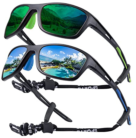 OKH 2 Pacco Polarizzati Sportivi Occhiali da Ciclismo Uomo Donne Retrò Occhiali da sole UV Protezione per Ciclismo, Corsa, Pesca, Guida Sport All'aperto Eyewear