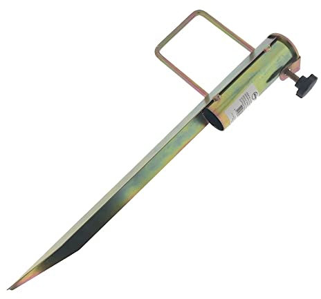 PARENCE - Pie de sombrilla con Mango y diámetro Ajustable - para Tierra, Arena, Grava, etc. - para Brazos de 25 a 39 mm de Grosor - Metal Grueso Acabado de Zinc Resistente Duradero.