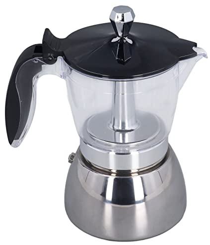 OKJHFD Caffettiera Moka, Caffettiera da Piano Caffettiera Moka da 6 Tazze Pentola Per Caffè in Acciaio Inossidabile con Parte Superiore in ABS Trasparente Per Ufficio Domestico