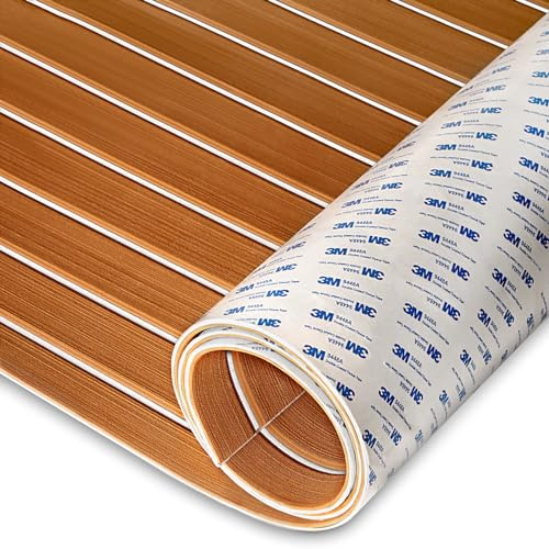 HXBYX EVA Foam Boat Flooring, 3M Self-Adhesive Faux Teak Marine Decking