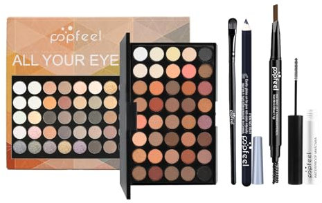 Set di Trucchi Tutto in Uno, 5 Piece Kit Trucco Complet con Palette di Ombretti Pennello Eyeliner Matita per Sopracciglia Mascara, MakeUp Regalo Set per Donne Ragazze de Occhi Cosmetico