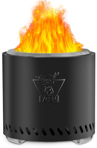 YEFU Feuerstelle mit abnehmbarem Aschenbecher: rauchfreie Feuerstelle aus 304 Edelstahl – Outdoor-Feuerstelle Silber 38,1 cm – Rauchfreie Feuerstelle für den Außenbereich, Terrasse, Camping, Hinterhof