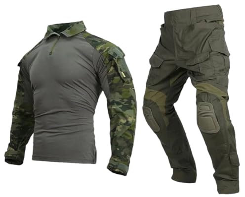 Suwequest Taktische Kampfuniform-Sets für Herren, Hemd, Hose, Oberteil, Cargohose, Outdoor-Sport-Set, MCTP RG, L