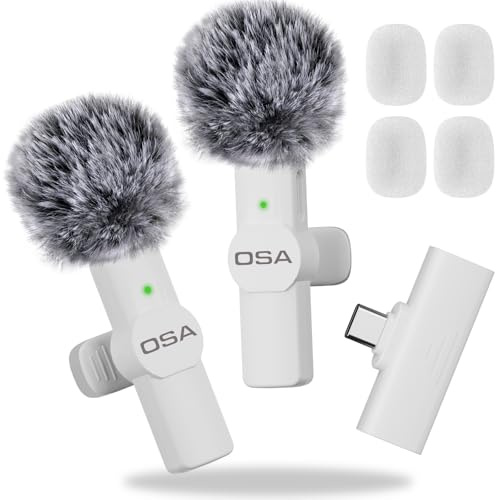 OSA Micrófono Lavalier inalámbrico USB-C para iPhone 15 Series/Android/Type-C Smartphone portátil, micrófono inalámbrico para grabación de Video, Mini micrófono, transmisión en Vivo, TikTok, Vlog