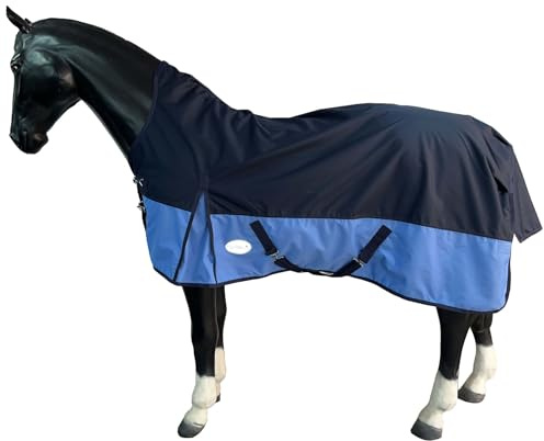 Equitack 600D Winterdecke Pferd, 125cm | 50g Highneck Regendecke Pferd | wasserdichte Outdoordecke Pferd | Navy/Blau