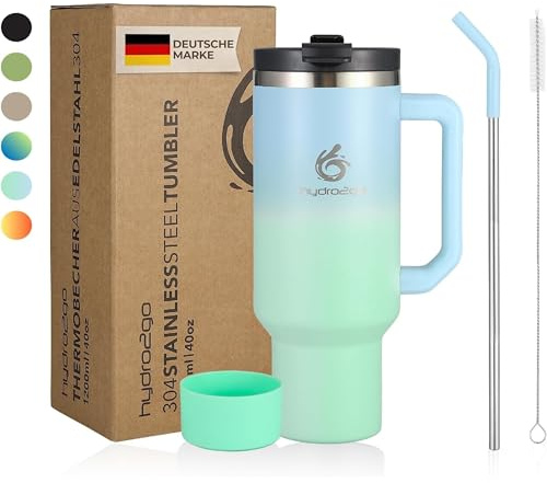 Hydro2Go Mug Isotherme avec Paille 1200 ml – Garde Boissons Chaudes 10h et Froides 12h, Sans BPA, Passe au Lave-Vaisselle, Pratique et Durable | Thermos, Sans Bpa, Chaud 10 H, Froid 12 H, Compatible Lave Vaisselle