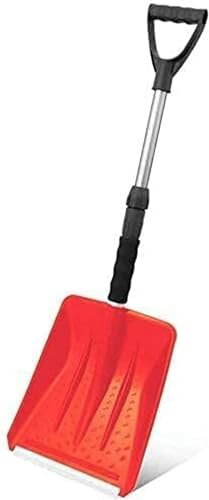 JOCHEN Pala da Neve Pala da Neve con Manico Regolabile, Pala Portatile, Pala in Alluminio per impieghi gravosi, Pala da Neve Portatile per Auto (Colore: Rosso)
