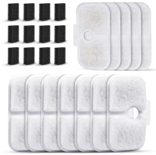 24 Stück Katzenbrunnen Filter für Petlibro 2,5 Liter Dockstream Trinkbrunnen PLWF005 / PLWF115 / PLWF105, 12 Filter und 12 Schwämme
