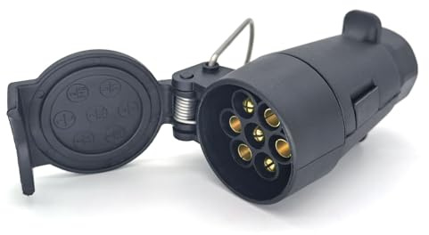AOJO Prise Remorque 7 Broches Femelle Imperméable 12V 24V Universell avec Couvercle Protection - Suspendu