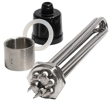 KAYOUDE 1 1/4 BSP/DN32 Immersion Boiler Heater with Accessories 304 Stainless Steel 3KW/4.5KW/6KW/9KW/12KW Electric Heating Element(Cover Thread,220V- 12KW)
