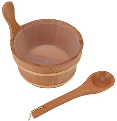 Seau de Sauna, 4 L en Bois, Seau de Sauna, de avec Louche, de pour Hammam, Accessoire de avec Louche pour Spa, Piscine