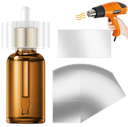 600 Stück Transparente PVC-Schrumpffolie,4,4 x 3 cm PVC Schrumpffolie,Kunststoff perforierte Schrumpffolie,für Gläser und Flüssigkeitsflaschen Flaschenverschluss