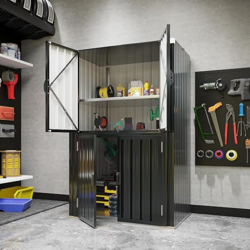 UNIONLINE Outdoor Tall Storage Garden Cabinet Shed Grey