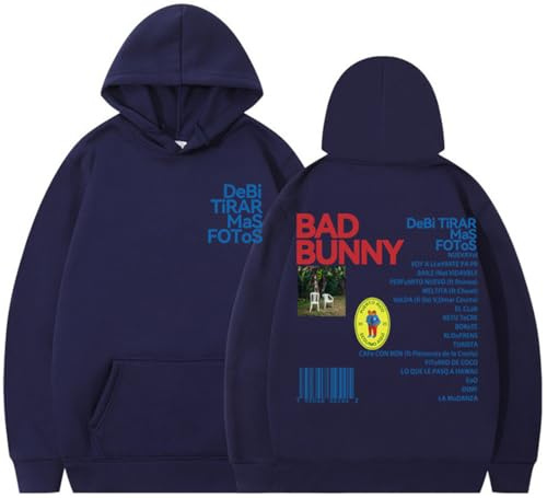 Silver Basic Rapper Bad-Bunny 2D Stampa Felpa con Cappuccio Uomo Donna Moda Hip Hop Casual Oversize Pullover Unisex