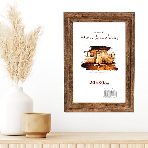 Mein Landhaus Cadre photo Narva noyer - Cadre photo en MDF avec verre - Aspect bois - Différentes tailles - Orientation portrait et paysage - Cadre décoratif vintage (marron foncé, 30 x 40 cm)