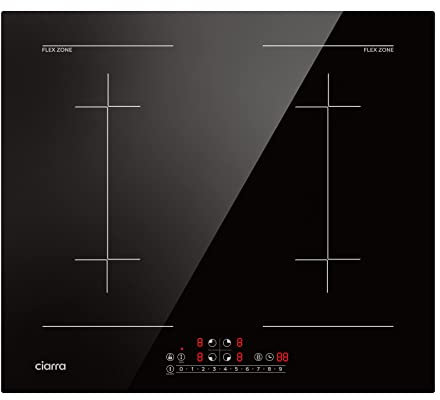 CIARRA Plaque Induction 4 Foyers - Table de Cuisson Encastrable - 7200W - Zones Flexibles - Booster - Tactiles à Glissière - Sécurité Enfant - AWBIH4BFF
