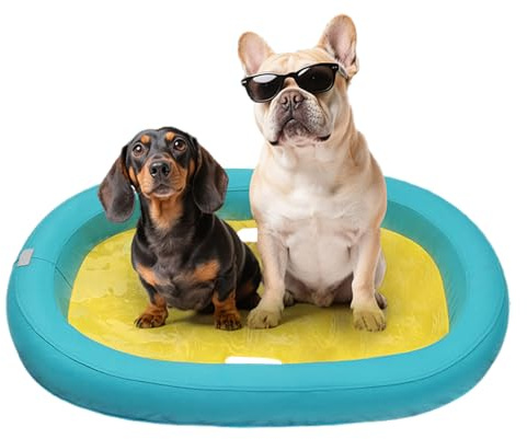 Hunde-Schwimmfloss, auslaufsicher, aufblasbar, robustes PVC-Material, schwimmende Matte, für kleine bis große Rassen, ideal für Sommeraktivitäten, 98 x 68 x 11 cm