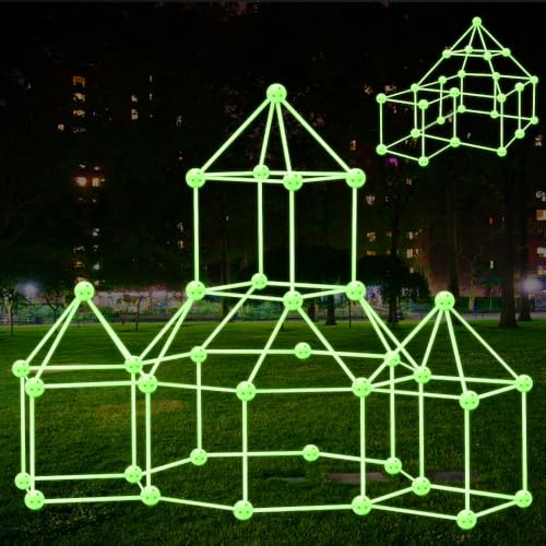 Fort Building Kit For Kids,Glow in the Dark 158 Pcs Upgraded Den Building Kit,Creative Fort Toys For 5 6 7 8 9 10 Year Old Boys & Girls,STEM Building DIY Kit Play Tent House Indoor Outdoor