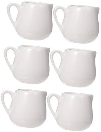 POPETPOP Jarra De Leche De Cerámica Asa Mediana Blanca, Taza De Salsa Para Almacenar, Ligera y Fácil De Usar, Adecuado Para Café y Uso Familiar, Juego De 6 Piezas