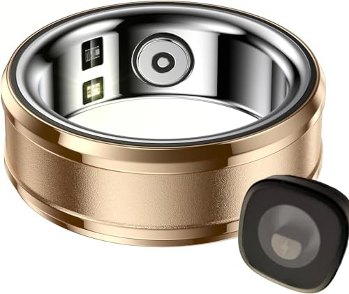 Smart Health Fitness Tracker Ring - Anillo inteligente moderno con funda de carga, monitor de frecuencia cardíaca, podómetro, temperatura corporal, monitor de sueño, rastreador Bluetooth impermeable