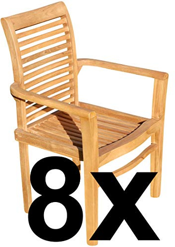 ASS 8Stk ECHT Teak Design Gartensessel Gartenstuhl Sessel Holzsessel Gartenmöbel Holz sehr robust Modell: 8X Alpen