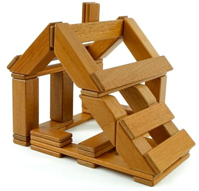 Tegu Magnetisches Entdeckerset Mahogany 40-teilig Magnetische Holzbausteine Holzset Holzspielzeug Bausteine für Kinder