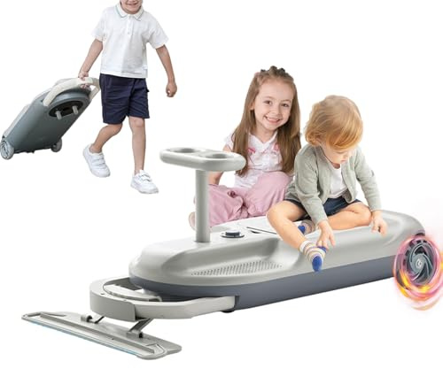 Kids Electric Go Kart, 12V Ride-On Car with Floor Cleaning Function, 5-Speed Adjustable, Wiggle Car with Mood Lights & Storage Bin, Indoor Outdoor Toy for Boys Girls Ages 3-7