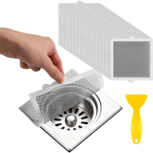 Wozzies 50 Pcs Rejilla Desague Ducha, Atrapa Pelos Ducha 15 cm X 15 cm, Filtro Ducha Pelo para Rejilla Desague Ducha, Cocina, BañO, contra Atascos