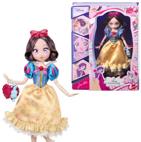 Mattel Poupée de Collection Disney Blanche-Neige Version Manga Poupée articulée avec Sac à Main, breloque Animal et Accessoires, pour Enfants, Adultes et collectionneurs, JLT59
