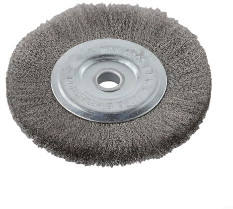 Eawfgtuw Spazzola per smerigliatrice da banco in filo di acciaio inossidabile da 6 pollici, diametro 150 mm con foro da 16 mm, strumento abrasivo per sbavatura e lucidatura in metallo per
