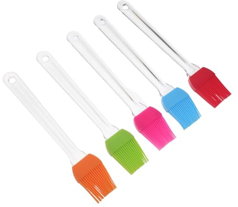IWOWHERO Pennello da Imbastitura in Silicone Resistente al Calore con Manico Trasparente Set 5 Pezzi Spazzola per Salsa e Burro per Barbecue Cucina e Forno Adatto per Grigliate e