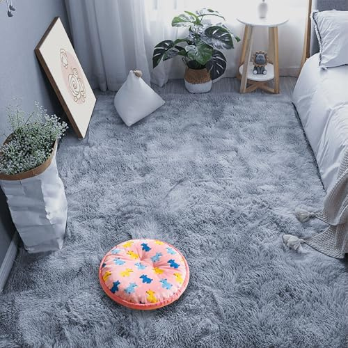 MEILIPA Shaggy Hochflor Teppich 300 x 500 cm Plüsch Hochflor Teppich Wohnzimmer rutschfest Heimdekoration für Terrasse Und Garten, Hellgrau