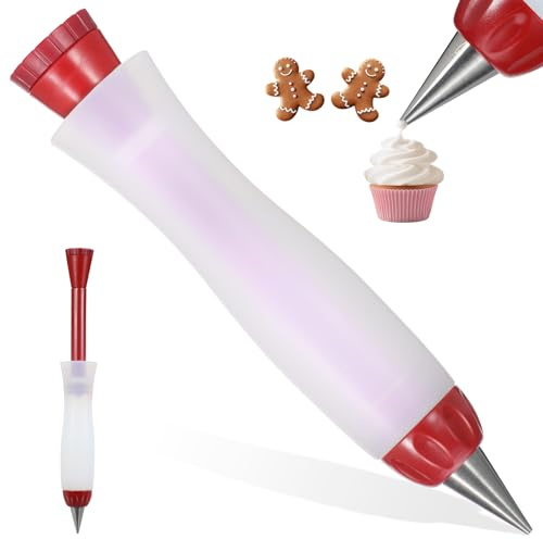 RUNROTOO Penna per Decorare Torte in Silicone Alimentare Riutilizzabile, Set Penne per Dolci Fai da Te Lavabili in Lavastoviglie, Strumento per Decorazioni di Marzapane, Stile Casuale