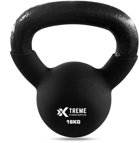 Xtreme Fitness Kugelhantel 4-24kg mit Neoprenbeschichtung, Massive Gusseisen Kettlebell mit ergonomischem Griff, Robuste Hantel für Kraft, und Core Training, Ideal für CrossFit, HIIT und Home Gym
