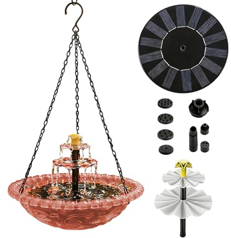 Fontana d'Acqua per Uccelli Decorazione da Giardino | Fontane da Giardino ad Energia Solare per Attirare e Fringuelli, Arredo Esterno per Giardino Laghetto